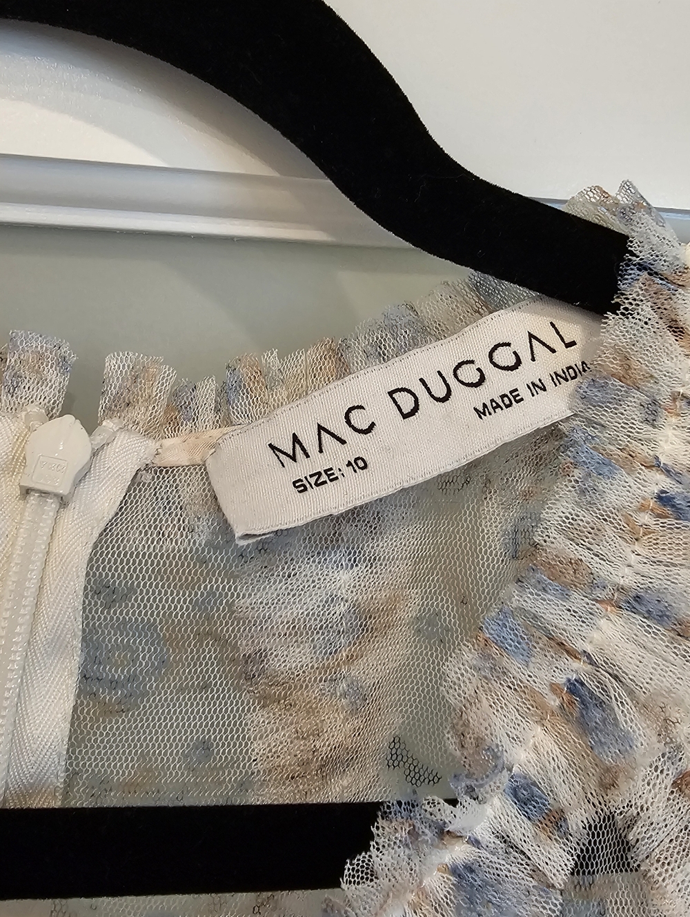 Mac Duggal Cream Floral Ruffle Mini Dress - Picture 4 of 4